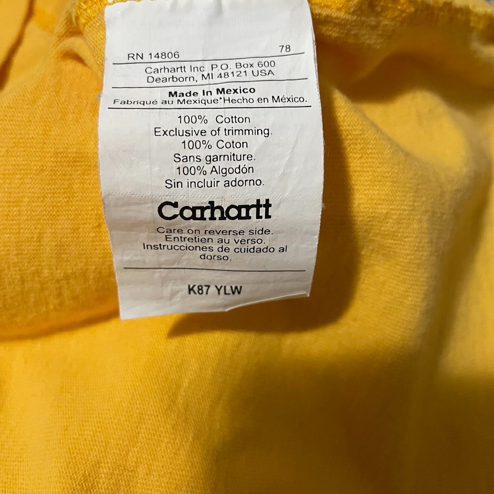 Carhartt Pocket T Shirt Mens L Yellow Short Sleeve Cotton Workwear - Picture 4 of 4